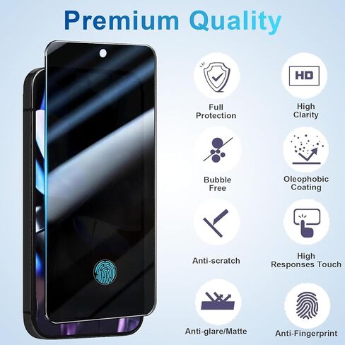 [2+2 Pack] Privacy Screen Protector Compatible with Pixel 9 Pro 5G, 2 Tempered Glass with 2 Camera Lens Protectors, 9H Hardness, Bubble Free, Anti Spy in Kuwait