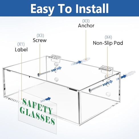 Safety-Glasses-Holder with Lid, Arcrylic Wall Mount Organizer for Industrial Eyewear Quick Access for Safety Glasses, OSHA-Compliant, Anti-Slip Pads | Fits Safety Goggles, Lab Glasses in Kuwait