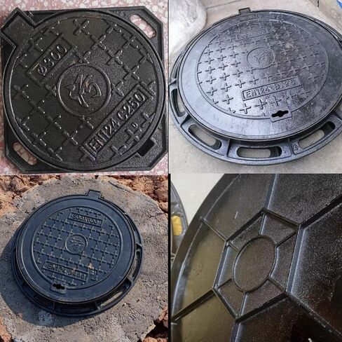 Heavy-Duty Cast Iron Drain Grate, B125 Class with Reinforced Ribs, Anti-Theft for Driveways & Patios, 60x70cm (24x28), Durable Floor Drain Solution in Kuwait