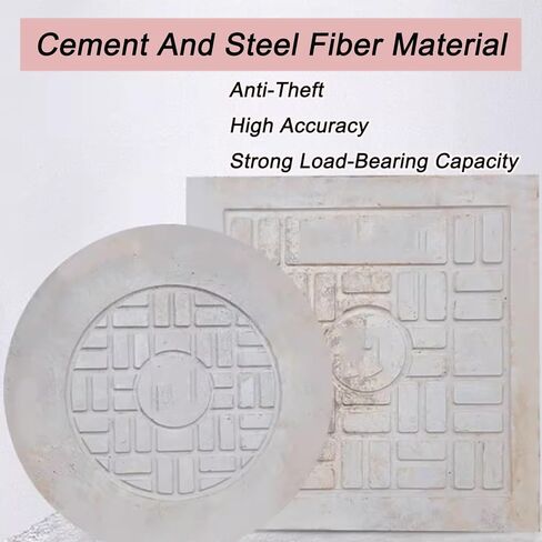 Heavy-Duty Reinforced Steel Spiral Drain Grate, Anti-Slip Manhole Cover for Courtyards & Concrete Floors, 40x40x4cm, Durable Fiber-Reinforced Cement Base, Ultimate Drainage Solution in Kuwait