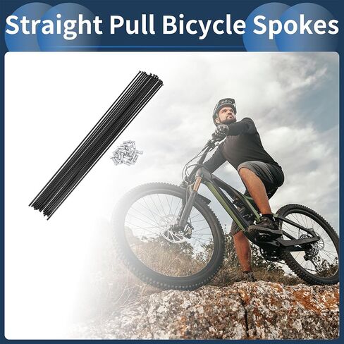 Motoforti 20 Set 14G Straight Pull Bicycle Spokes 285mm Straight Pull Bike Wheel Spokes Carbon Steel Black in Kuwait