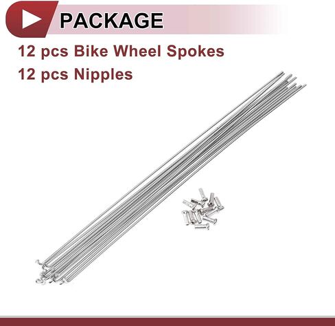 12 Set 14G Bicycle Spokes 287mm Bike Wheel Spokes 304 Stainless Steel Silver Tone in Kuwait