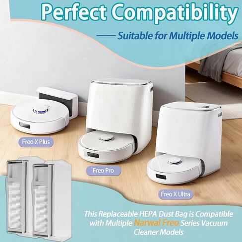 8 عبوات من أكياس الغبار Freo Pro متوافقة مع NARWAL Freo Pro، Freo X Ultra، Freo X Plus Robot Vacuum Cleaner، أكياس غبار ذات سعة كبيرة 1 لتر للاستعمال مرة واحدة، مناسبة للمكانس الكهربائية المنزلية الروبوتية in Kuwait