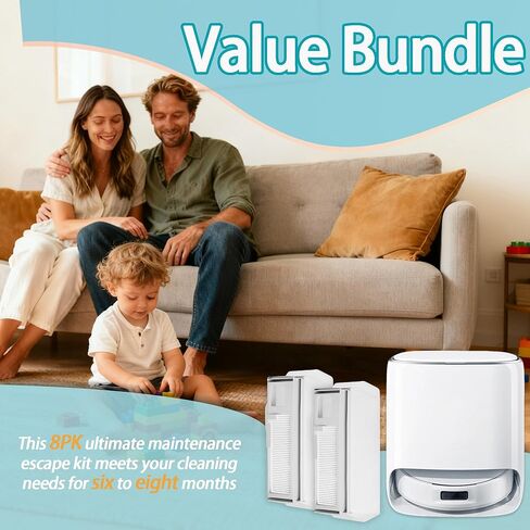 8 عبوات من أكياس الغبار Freo Pro متوافقة مع NARWAL Freo Pro، Freo X Ultra، Freo X Plus Robot Vacuum Cleaner، أكياس غبار ذات سعة كبيرة 1 لتر للاستعمال مرة واحدة، مناسبة للمكانس الكهربائية المنزلية الروبوتية in Kuwait