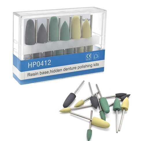 Silicone Composite Polishing Kit, 12Pcs Resin Base Hidden Denture Polishing Burs Kit 2.35mm (1) in Kuwait