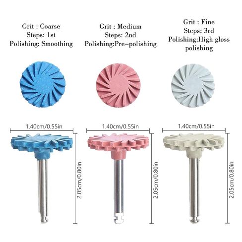 Dental Composite Polishing Wheels Rubber Polisher System Diamond Impregnated Polishing System System Dental Polishing Discs 3-Step System RA Disc 14mm Kit Dentist Tools 6Pcs in Saudi Arabia
