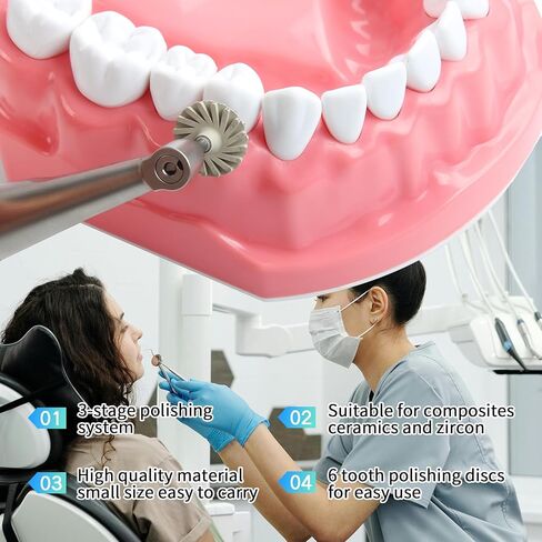 Dental Composite Polishing Wheels Rubber Polisher System Diamond Impregnated Polishing System System Dental Polishing Discs 3-Step System RA Disc 14mm Kit Dentist Tools 6Pcs in Saudi Arabia