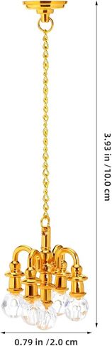 Chandelier Crystals 2pcs Mini Crystal Chandelier Tiny Hanging Light Gold Finish Chandelier Playhouse Lighting Furniture Sushi Toys for Mini Ceiling Lamp Pendants LED in Saudi Arabia