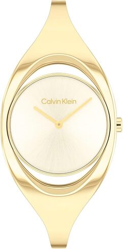 Calvin Klein Women's CK Elation Wristwatch, 2 Hand, Two Tone, Minimalistic Bangle Style, (Model:25200393) in Kuwait