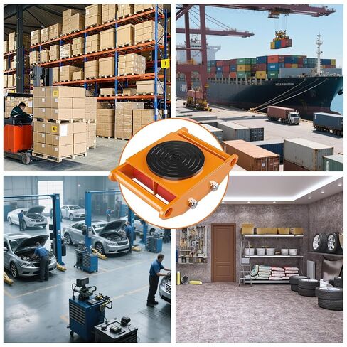 آلة تزلج 6T/4PCS، شديدة التحمل 17637LBS آلة تزلج دوللي، آلة تزلج متحركة مع غطاء دوران 360 درجة وبكرات اتجاهية، لمعدات النقل الصناعية في المستودعات، برتقالي in Kuwait