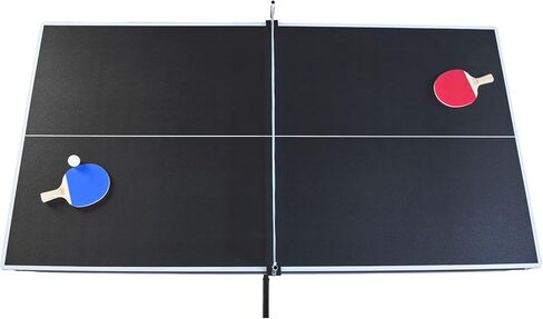 طاولة بلياردو محمولة بطول 6 أقدام مع طاولة بينج بونج 2 في 1 طاولة ألعاب للبالغين والعائلة والرياضات الترفيهية الداخلية مع ملحقات كاملة باللونين الأسود والأزرق in Kuwait