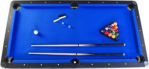 طاولة بلياردو محمولة بطول 6 أقدام مع طاولة بينج بونج 2 في 1 طاولة ألعاب للبالغين والعائلة والرياضات الترفيهية الداخلية مع ملحقات كاملة باللونين الأسود والأزرق in Kuwait