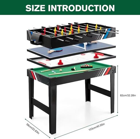 لعبة طاولات تحويل مختلفة 4 في 1 مع كرة القدم والبلياردو وهوكي الجليد وتنس الطاولة وطاولة كرة القدم مجموعة كومبو مقاومة للارتداء للأصدقاء والعائلة in Kuwait