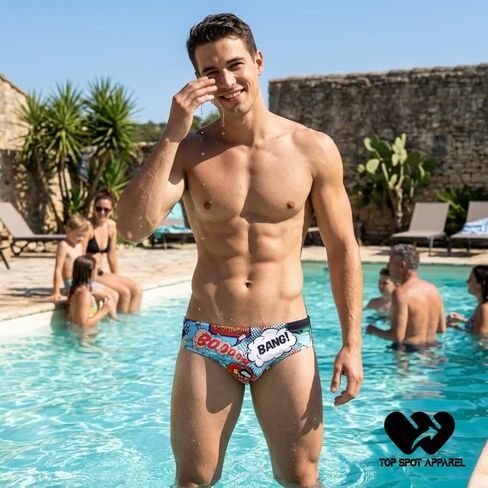 Top Spot Apparel Men's Big Bang Enhancing Low Rise Swim Briefs, Front Removable Pad and Push-Up Cup in Kuwait