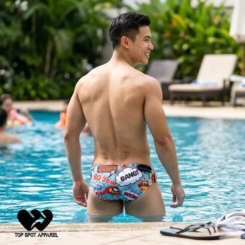 Top Spot Apparel Men's Big Bang Enhancing Low Rise Swim Briefs, Front Removable Pad and Push-Up Cup in Kuwait