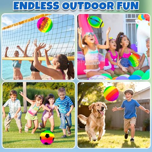 5 Pack Sports Balls Set for Kids & Toddlers - Includes 8.5'' Basketball Soccer Football Volleyball & Rainbow Playground Ball, Inflatable Bouncy Balls Toys Gift for Indoor Outdoor Party Games Play in Kuwait