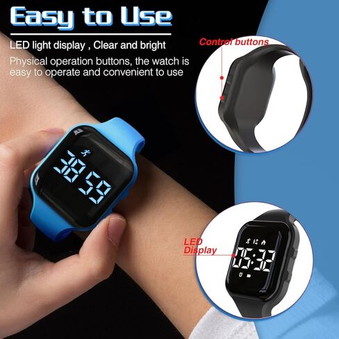 ساعة عداد الخطى الرياضية الرقمية للأطفال للأولاد والبنات، مقاومة للماء، ساعة تتبع اللياقة البدنية، مع منبه وتقويم اهتزاز، للأطفال والمراهقين والطلاب in Kuwait