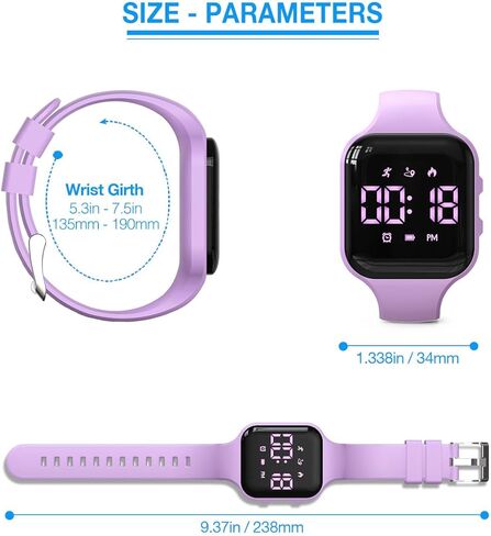 ساعة عداد الخطى الرياضية الرقمية للأطفال للأولاد والبنات، مقاومة للماء، ساعة تتبع اللياقة البدنية، مع منبه وتقويم اهتزاز، للأطفال والمراهقين والطلاب in Kuwait