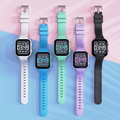 ساعة عداد الخطى الرياضية الرقمية للأطفال للأولاد والبنات، مقاومة للماء، ساعة تتبع اللياقة البدنية، مع منبه وتقويم اهتزاز، للأطفال والمراهقين والطلاب in Kuwait