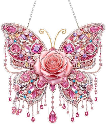 Yunzlly DIY Hanging Diamond Art Pendant Kit Dragonfly, Special Crystal Double Sided Diamonds Painting Ornament Kit for Adults, Acrylic Gem Painting Board Kit in Kuwait