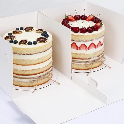 Moretoes 3 Pack Cake Boxes 12 Inch with Boards, 12x12x10 Inches White Cake Carrier Bakery Containers, Disposable Bakery Boxes for Valentine's Day Mother's Day for Cake Cupcake Cookie Pie Pastry in Saudi Arabia
