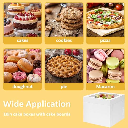 Moretoes 3 Pack Cake Boxes 12 Inch with Boards, 12x12x10 Inches White Cake Carrier Bakery Containers, Disposable Bakery Boxes for Valentine's Day Mother's Day for Cake Cupcake Cookie Pie Pastry in Saudi Arabia