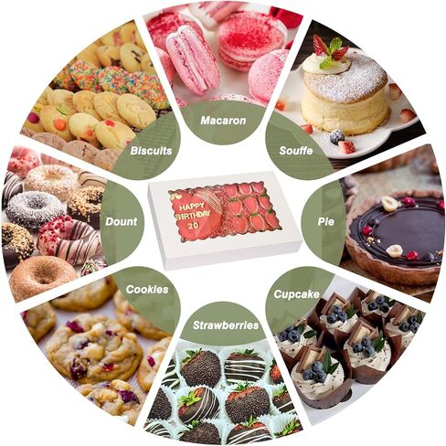 30 قطعة من صناديق البسكويت من تومنك، صناديق مخبز كبيرة مقاس 14 × 10 × 2.5 بوصة مع نافذة للحلويات والفطائر وكعك الفراولة والشوكولاتة والكعك والحلوى in Kuwait