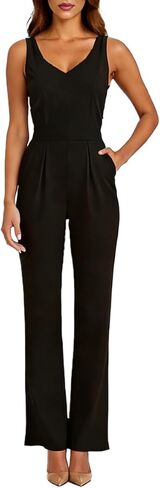 DeftSharp 2025 Women's Sexy Cocktail Party Clubwear Casual Working Rompers Club Back Zip Belt Long Jumpsuit in Kuwait