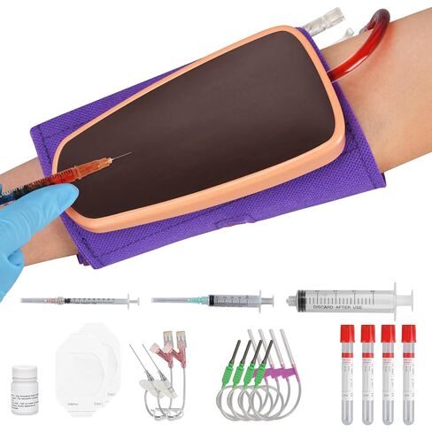 SimCoach SimCoach IV Practice Kit with Needles, Wearable Phlebotomy and Venipuncture Practice Kit for Medical Students, IV Injection Training Pad, Black in Kuwait