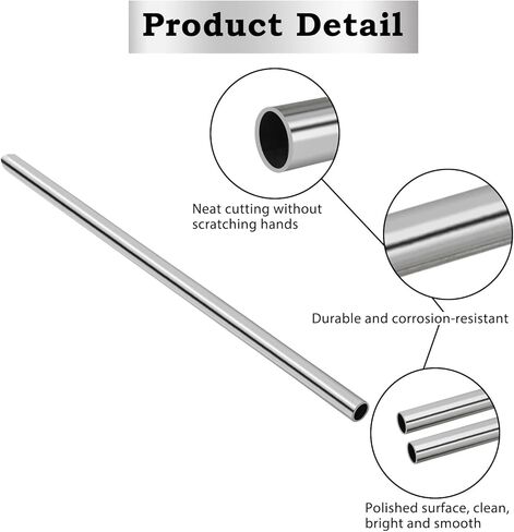 GeilSpace 1/2" OD 304 Stainless Steel Tube, 42 inch Length, Round Metal Weldable Pipe, DIY Industrial Straight Metal Tubing (1/2"OD-42"-2PCS) in Kuwait