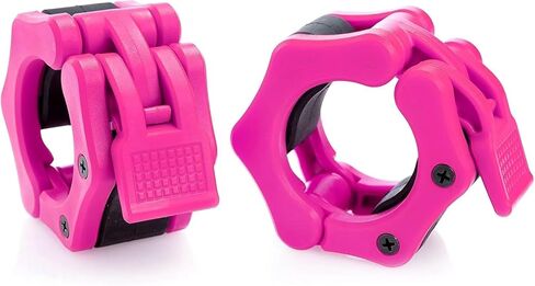 طوق الأثقال الأوليمبي 2 بوصة زوج سريع الفك من القفل 2 بوصة لوحة شريط الوزن الاحترافية أقفال مشبك للتمرين ورفع الأثقال وتدريبات اللياقة البدنية (وردي غير لامع) in Kuwait