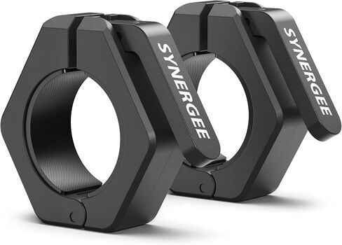 Synergee Barbell Collars - Magnetic or Aluminum – Locking 2" Olympic Size Weight Clamps - Quick Release Collar Clips – Bar Clamps Great for Olympic Lifts and Strength Training (Black) in Saudi Arabia