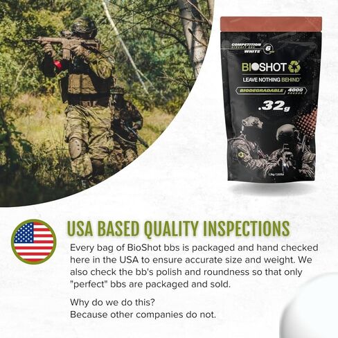 Biodegradable Airsoft BBS - .32g Super Slick Polish - Seamless Competition Match Grade for All 6mm Airsoft Guns and Accessories (4000 Rounds, White) by Bioshot in Saudi Arabia