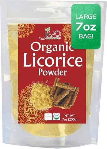 JIVA Organic Licorice Root Powder 7 Ounce - Glycyrrhiza glabra - Mulethi - Yashtimadhu - Non-GMO in Saudi Arabia