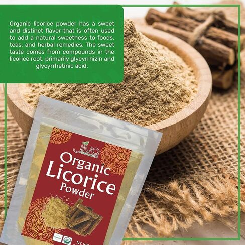 JIVA Organic Licorice Root Powder 7 Ounce - Glycyrrhiza glabra - Mulethi - Yashtimadhu - Non-GMO in Saudi Arabia