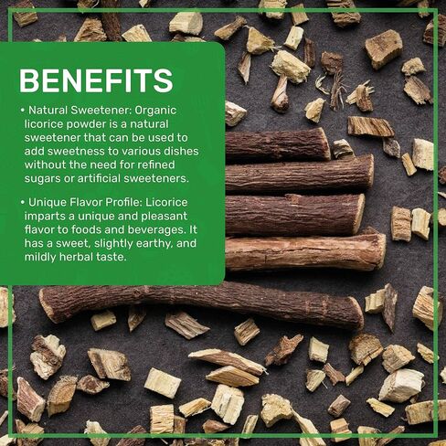 JIVA Organic Licorice Root Powder 7 Ounce - Glycyrrhiza glabra - Mulethi - Yashtimadhu - Non-GMO in Saudi Arabia