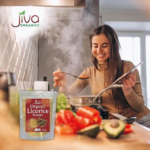 JIVA Organic Licorice Root Powder 7 Ounce - Glycyrrhiza glabra - Mulethi - Yashtimadhu - Non-GMO in Saudi Arabia