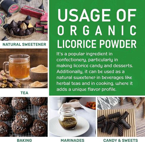 JIVA Organic Licorice Root Powder 7 Ounce - Glycyrrhiza glabra - Mulethi - Yashtimadhu - Non-GMO in Saudi Arabia