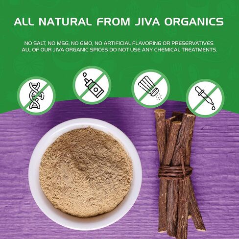JIVA Organic Licorice Root Powder 7 Ounce - Glycyrrhiza glabra - Mulethi - Yashtimadhu - Non-GMO in Saudi Arabia