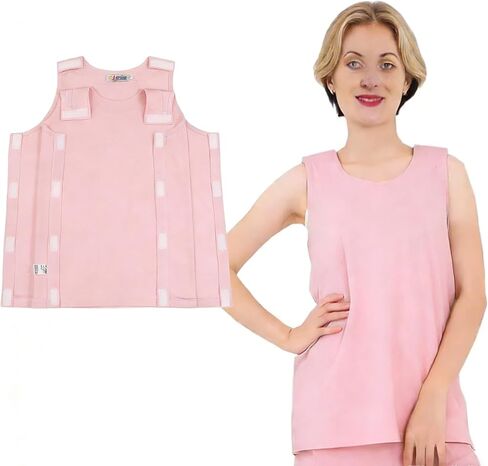 Post Shoulder Surgery Shirts for Women Tear Away Snap Easy to Put on and Take Off Mastectomy Chemo Port Access Tank Tops(Long Style,Pink M) in Kuwait