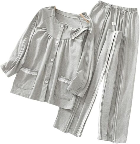 ملابس المرضى طريح الفراش، بدلة قابلة للتمزيق، ملابس علاج كيميائي قابلة للتكيف مفتوحة بالكامل، للفصول الأربعة، للرجال كحلي (M) in Kuwait