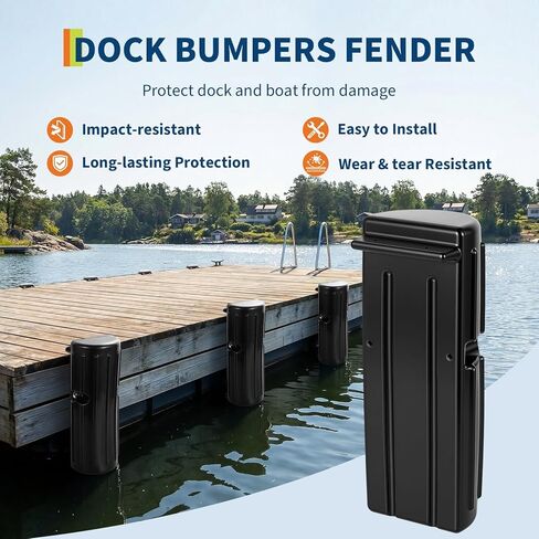 Marine Grade PVC Boat Dock Bumper Pair – Heavy Duty Vertical Edge/Side Mount, UV & Impact Resistant Ribbed Cushion, Reliable Dock Protection with Mounting Hardware – Black, A Pair Set in Saudi Arabia