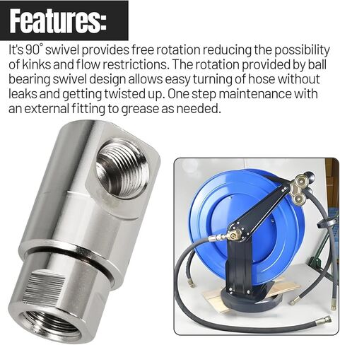 ½ Inch FXF Hose Reel Swivel Heavy Duty with Grease Zerk Fitting for Home and Industrial Steel Swivel Joint Hose Reel Fitting Replace 9SS8MP50XFP50-Ni-AL in Saudi Arabia