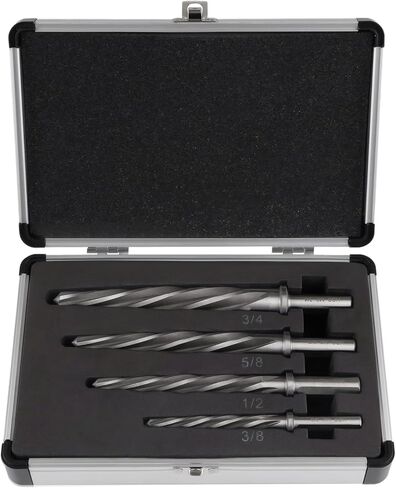 Tapered Reamer Drill Bit Set, M2 Hss, 4 Pcs, 5 Flute, 3/8-3/4 in with Aluminum Case, for Automotive and Bridge Construction in Saudi Arabia