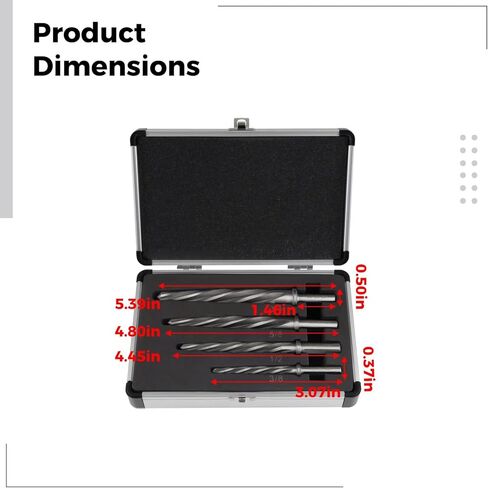 Tapered Reamer Drill Bit Set, M2 Hss, 4 Pcs, 5 Flute, 3/8-3/4 in with Aluminum Case, for Automotive and Bridge Construction in Saudi Arabia