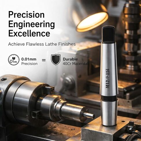 Taper Drill Chuck Arbor Shank, MT2 - B16 Tool Holder Connector, 112mm Length - High Precision Ground, Hardened Steel, Durable for Lathe Machine Use in Kuwait