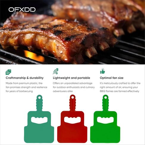 Barbecue Hand Fan - Plastic Manual Grill Fan - Supporting Tool for Flame - Fan Hand for BBQ, Picnic, Camping, Outdoor Cooking, 3 Pcs in Kuwait