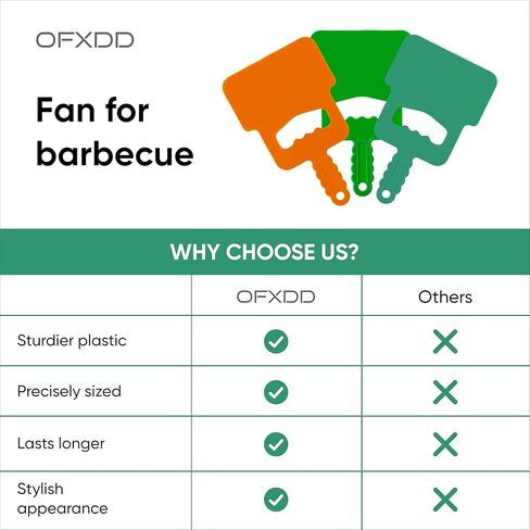 Barbecue Hand Fan - Plastic Manual Grill Fan - Supporting Tool for Flame - Fan Hand for BBQ, Picnic, Camping, Outdoor Cooking, 3 Pcs in Kuwait