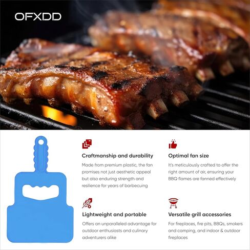 Barbecue Hand Fan - Manual Grill Hand Fan - Plastic Supporting Tool for Flame - Fan Hand for BBQ, Camping, Picnic, Outdoor Cooking, 2 Pcs in Kuwait