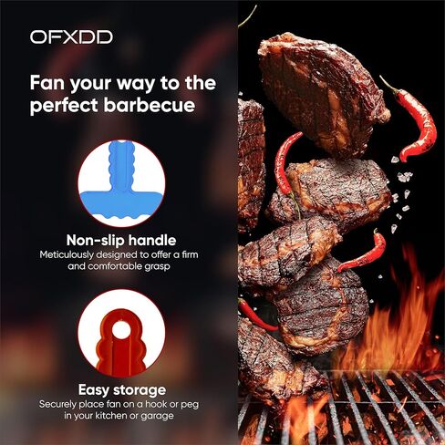 Barbecue Hand Fan - Manual Grill Hand Fan - Plastic Supporting Tool for Flame - Fan Hand for BBQ, Camping, Picnic, Outdoor Cooking, 2 Pcs in Kuwait